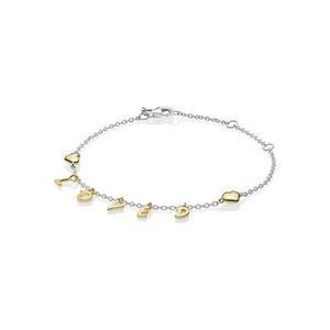 Pandora “Loved” Silver & Shine Bracelet with Heart Charms – 8 Inches